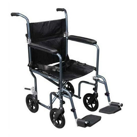 Drive Medical 19 Inches Steel Transport Chair With Removable Desk Arm, Silver Vein Frame, Black Upholstery - 1 Ea