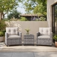 thumbnail image 3 of CazToi 3 Piece Patio Furniture Set Outdoor Wicker Bistro Set All Weather PE Rattan Balcony Conversation Chairs with Cushions, 3 of 9