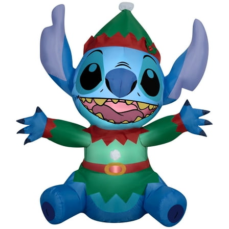 4.5 ft Stitch as Elf Christmas Airblown Yard Inflatable, Multicolor, by Disney