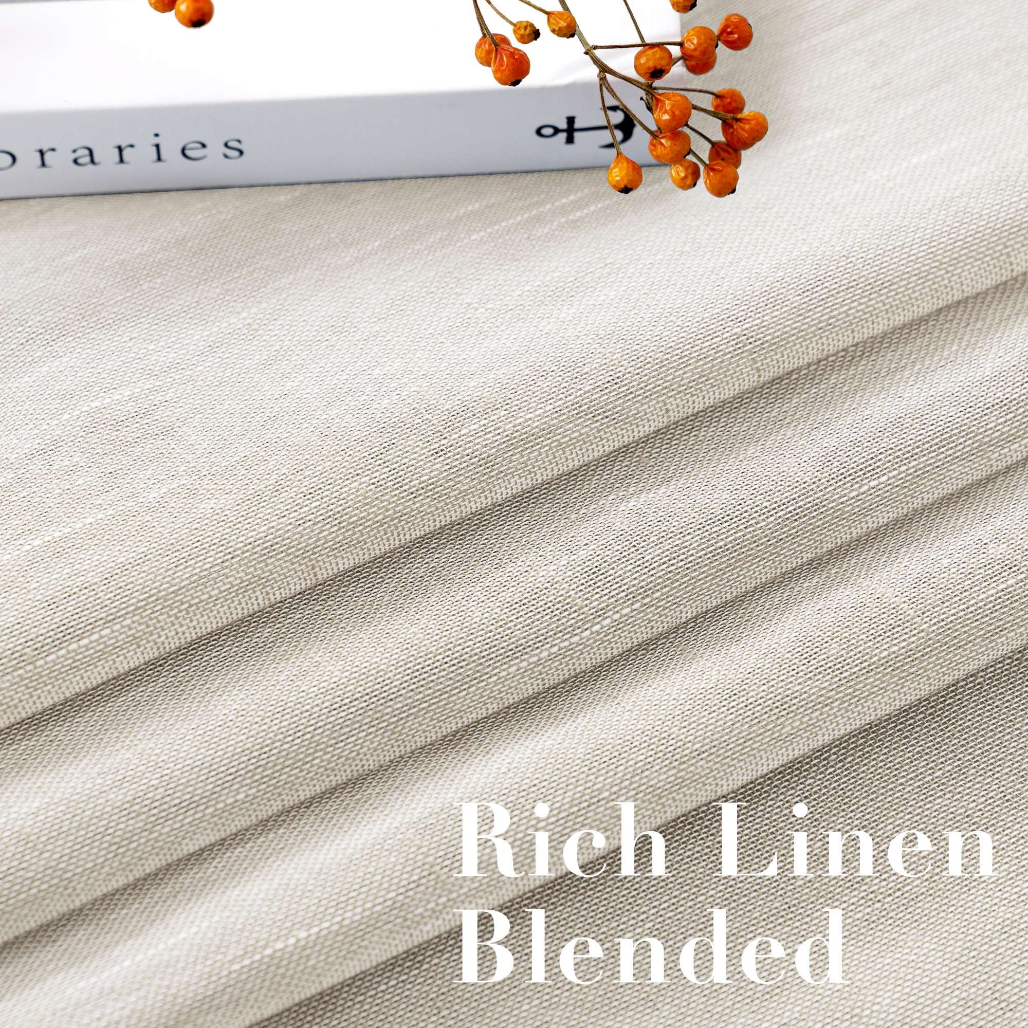 H.VERSAILTEX Classic Collection Contemporary Linen  Semi-Sheer Soft Privacy Grommet Curtains 2 Panels for Bedroom , 52"x 84" ,Natural