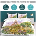 thumbnail image 5 of 3 Pcs Soft Bedding Set, Includes 1 Duvet Cover with Zipper And 2 Pillow,Shams Eiffel Tower Queen(90"×90"), 5 of 8