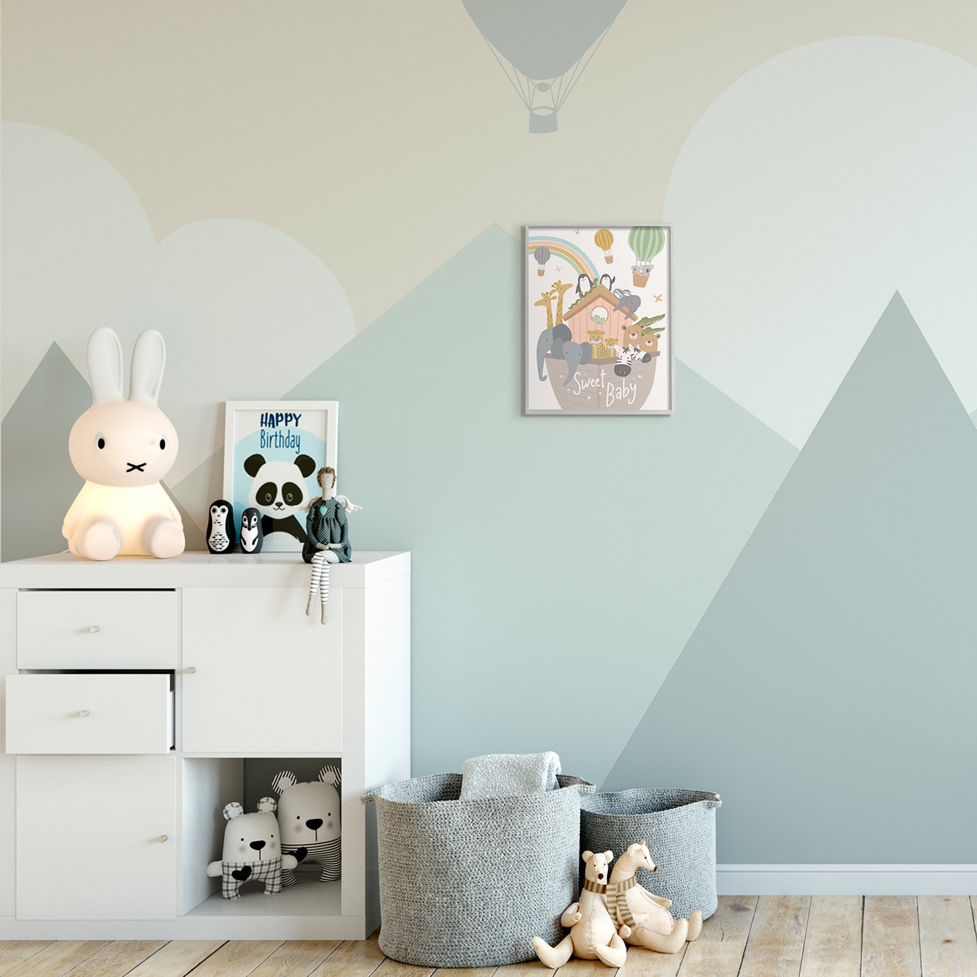 Stupell Industries Sweet Baby Phrase Animal Ark Hot Air Balloons,11 x 14,Designed by Lisa Whitebutton