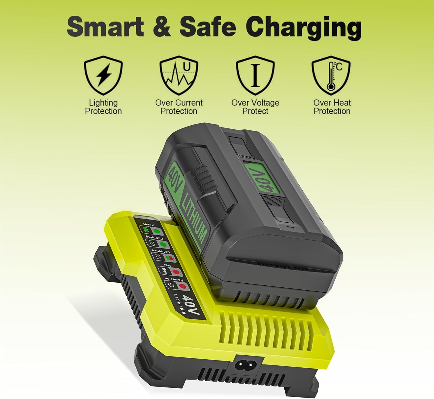 40V Charger for Ryobi OP401S 40V Battery, OP406A OP404 OP401 Replacemant Battery Charger for Ryobi OP40605 OP40602 OP40601 OP4050 OP40501 OP4050A OP4040 OP40404 OP40401 OP4030 OP40301 OP40201