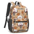 thumbnail image 2 of Basketball and Hoop Wooden Pattern 17" School Backpacks for Teens,Waterproof Oxford Fabric,S-Shape Padded Straps for School,Travel,Hiking,Camping, 2 of 6