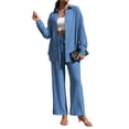 thumbnail image 1 of Traje de Verano para Mujer, de Dos Piezas, con Camisa, Pantalones y Ropa Deportiva Informal para Playa y Vacaciones Azul XL, 1 of 9