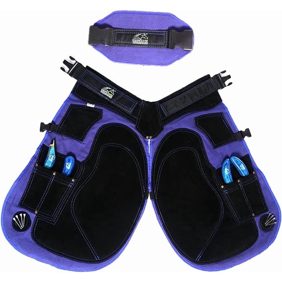 Equine Care 23-Inch Farrier Apron Chaps – Compact Cowhide Suede Leather & Canvas Farrier Tool for Hoof Trimming and Horse Shoeing