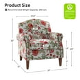 thumbnail image 6 of Upholstered Floral Armchair Single Lounge Sofa Accent Chair Nailhead Trim Removable Cushion Wooden Legs Home Living Room Red, 6 of 6