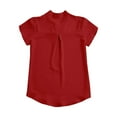 thumbnail image 4 of TOWED22 Chemises à Manches Courtes Col en V Simples pour Femmes Hauts d'Été (Rouge, TTG), 4 of 4