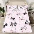 thumbnail image 2 of Manfei Polka Dots Bow Bed Sheets 4pcs for Girls, Striped Bowknot King Sheets, White Pink Stars Sheet Set, Breathable Home Decor, 2 of 6