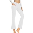 thumbnail image 2 of QATAINLAV Flare Leggings for Women V Crossover High Rise Workout Flared Yoga Pants Solid Casual Tummy Control Legging Pants with Pockets White S Lightning Sale, 2 of 5