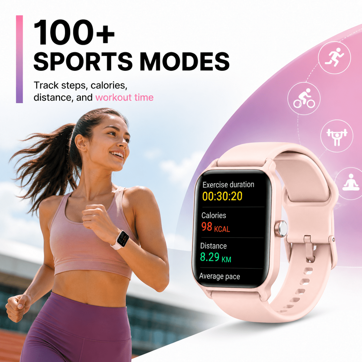 MiracoRun Smart Watch for iPhone & Android, Bluetooth Calling, Custom Watch Faces, 1.8" HD Touchscreen, Alexa Built-in, Women’s Health & Fitness Tracker