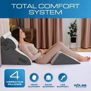 Kolbs 4pcs Orthopedic Bed Wedge Pillow Set | Stylish Chic Plush Velvet Cover | Post Surgery Body Pillow, Wedge Pillows for Sleeping | Acid Reflux and Gerd Wedge Pillow for Sleeping