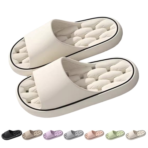 Stylago Quick Drying Shower Shoes for Women Men Lightweight Home Slippers Bathroom Sandals with Drain Holes Soft Sole Slides Beige Size 6