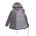 thumbnail image 2 of Homgro Women's Long Sleeve Jacket Hooded Rain Coat Snow Winter Zipper Spring Outdoor Waterproof Raincoat Anorak Grey 0-2, 2 of 4