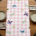 thumbnail image 5 of Table Runners 72 Inches Long Dress Scarves, Blue Purple Gnomes Farmhouse Kitchen Table Runner, Coffee Tablerunners, Spring Hydrangea Flower Leaf Pink Plaid 18x72 Inch, 5 of 9
