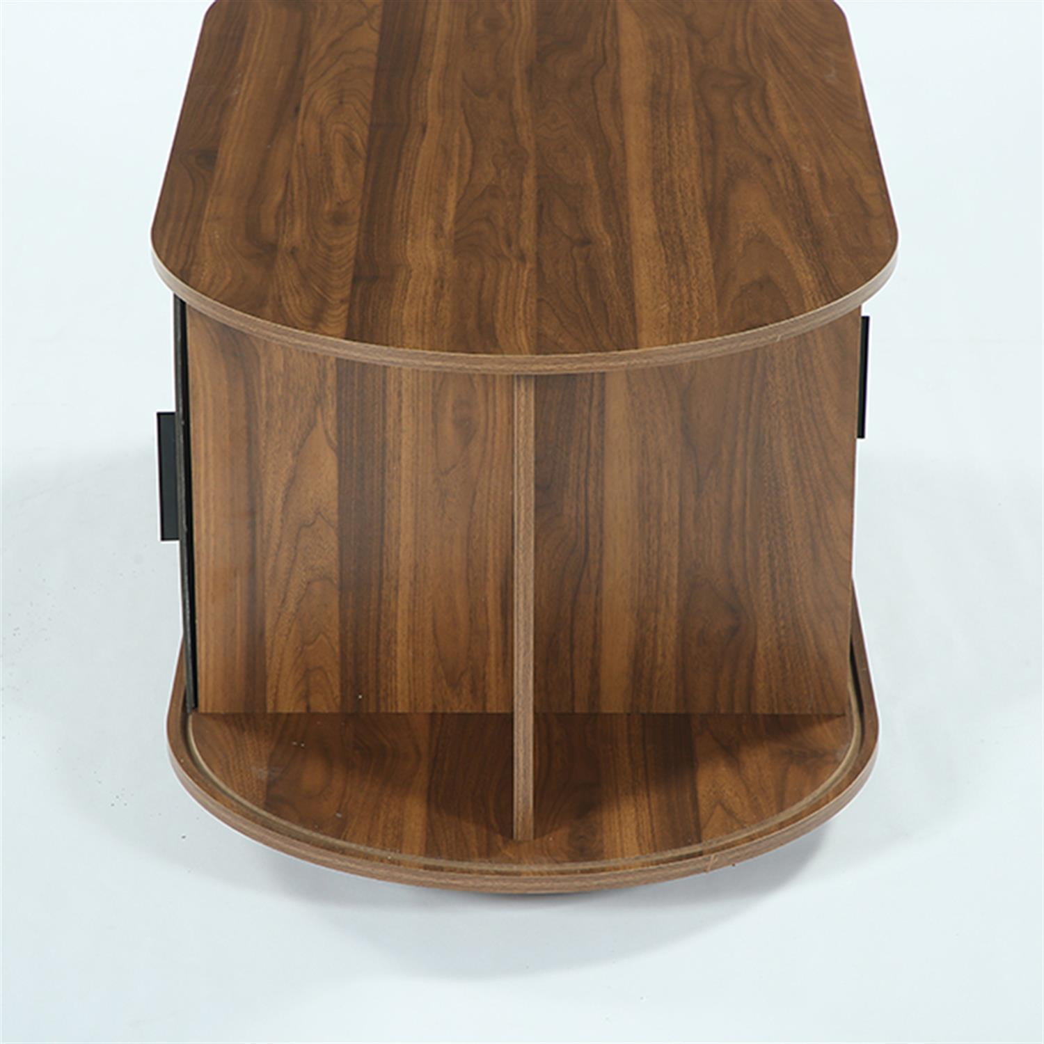 Demi Bonn 47" Coffee Table, Oval Center Table with Sliding Door for Home Living Room, Office, Brown