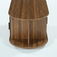 thumbnail image 7 of Demi Bonn 47" Coffee Table, Oval Center Table with Sliding Door for Home Living Room, Office, Brown, 7 of 7