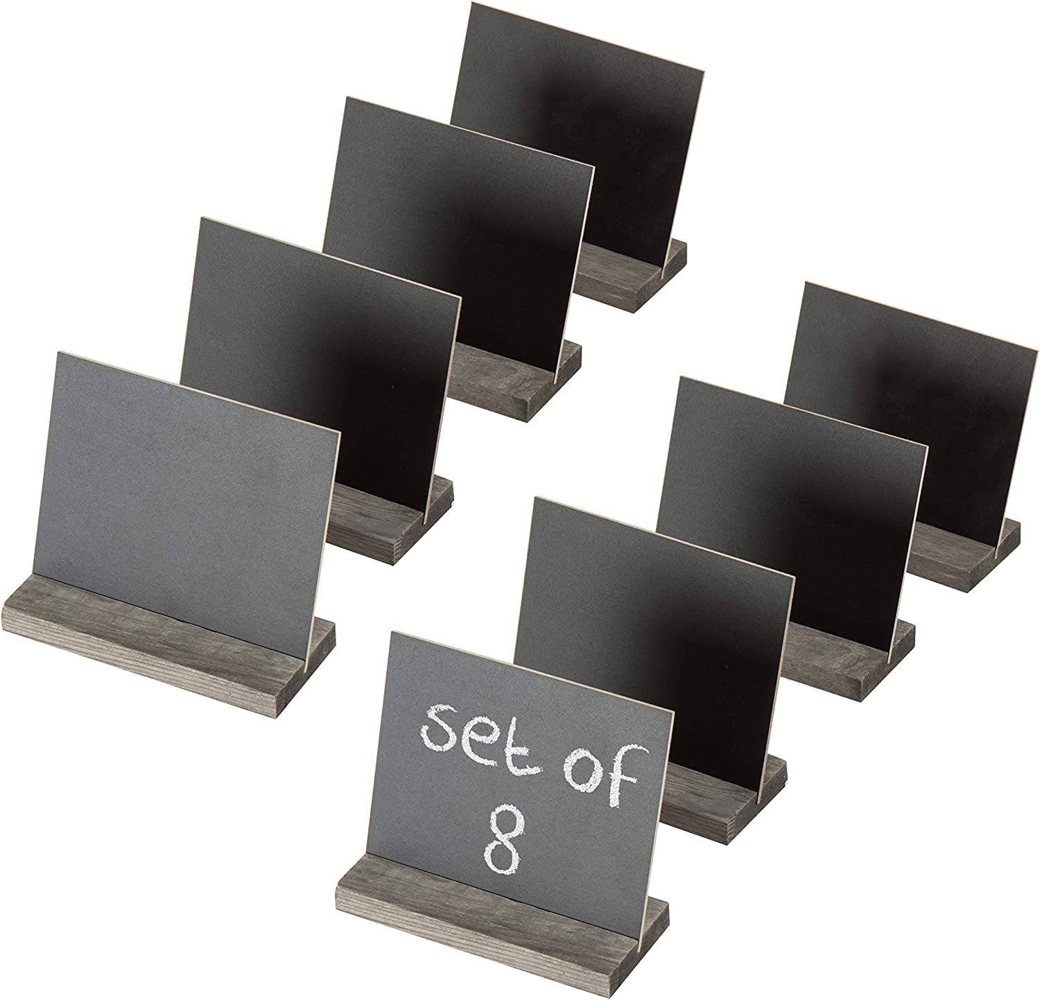MyGift Set of 8 Mini Chalkboard Table Signs with Vintage Brown Wood