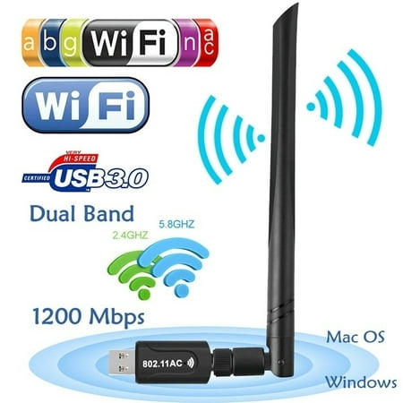 1200Mbps Dual Band 2.4GHz 5GHz Wireless USB 3.0 WiFi Dongle Adapter Network LAN 802.11AC