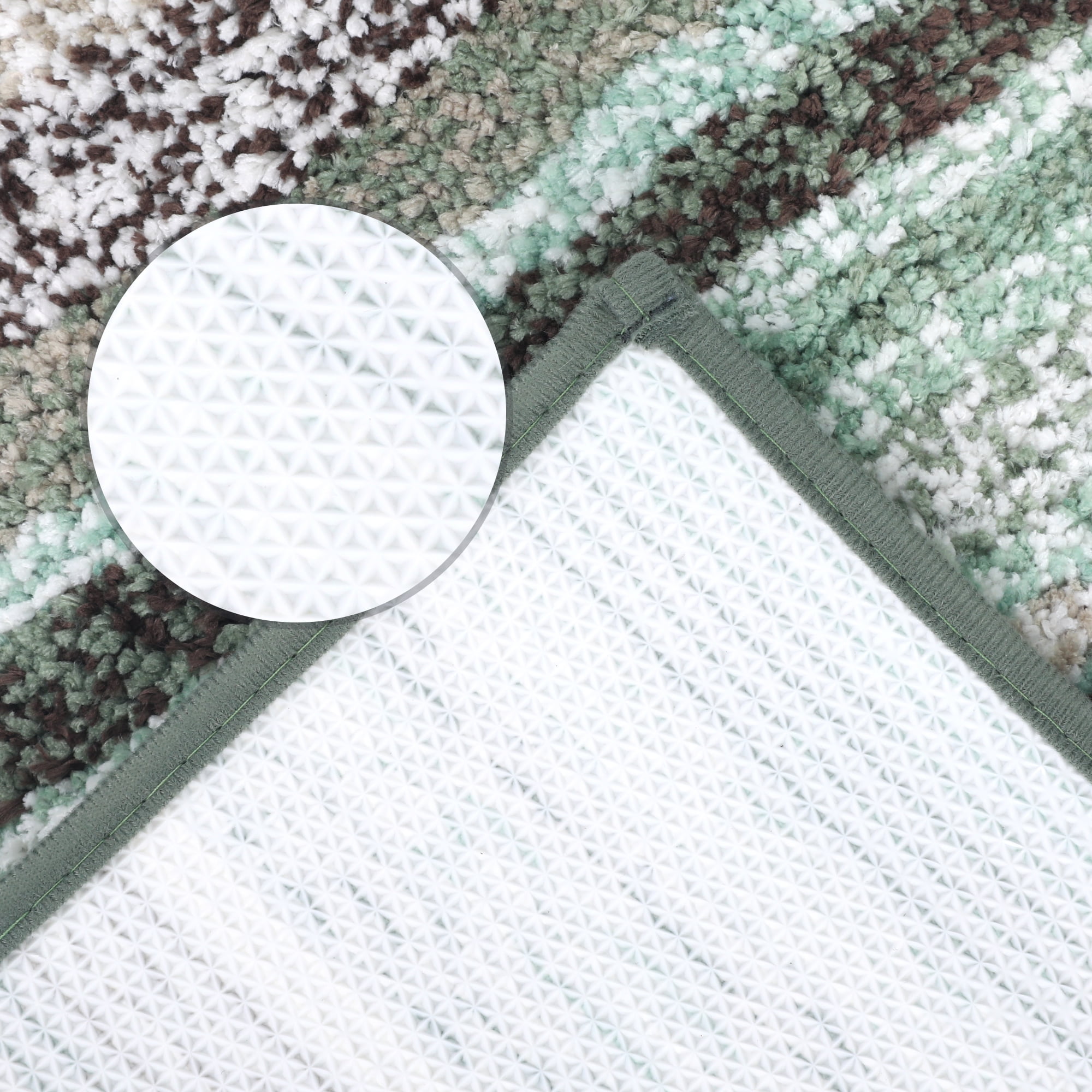 Unique Bargains Striped Bathroom Mat Soft Non-Slip Quick Dry Bath Rugs Green 20" x 32"