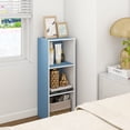thumbnail image 3 of HOMLUX Luder 3-Tier Cube 31.5" Bookcase, Wood Storage Shelf, Small Bookshelf for Home Office & Bedroom, White & Blue, 3 of 10