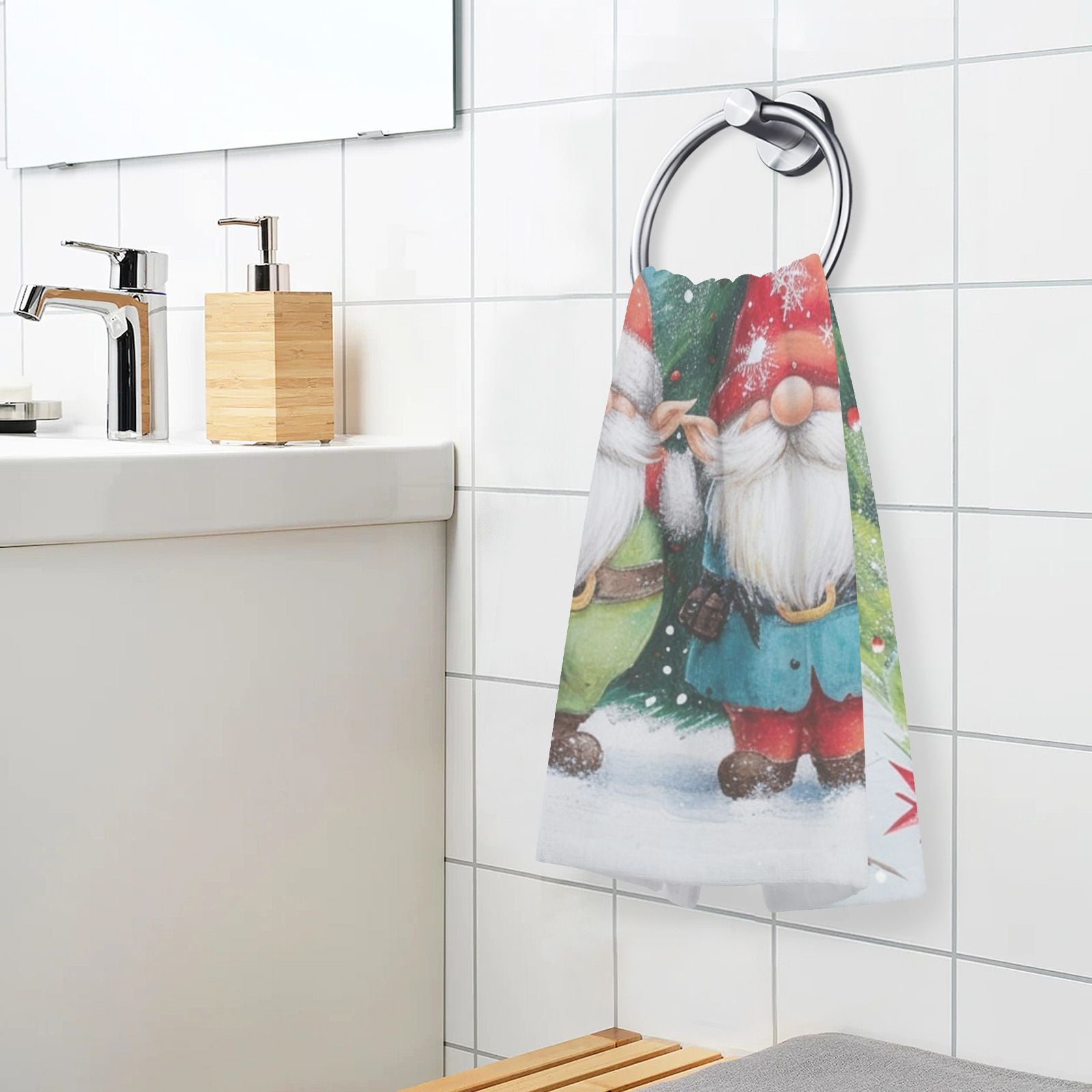 Gnomes Christmas Trees Hand Towel Bath Towels Face Towels Cotton Absorbent for Home Hotel Spa Swimming Yoga Sports Decorative Towel Set of 2