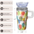 thumbnail image 3 of 20oz Stainless Steel Coffee Travel Mug with Handle, Geometric Texture Insulated Double Wall Tumbler Leak-Proof Lid and Straw, 3 of 5
