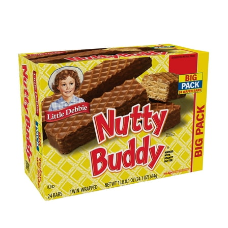 Little Debbie Big Pack Nuddy Buddy Wafer Bars, 24.1 oz (24 count)