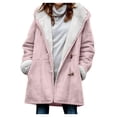 thumbnail image 1 of DEELLEEO Womens Winter Plus Size Solid Plus Velvet Coat Pocket Overcoat, 1 of 6