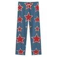 thumbnail image 4 of Red Stars On Blue Background Pattern Winter Female Pants Flannel High Waist Women Pants Lady Warm Straight Leg Plush Trousers, 4 of 7