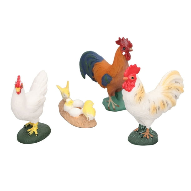 Juego De Figuras De Pollo De Granja, Colores Vibrantes, 4 Piezas, Compacto, Exquisito, Plástico Suave, Decoración De Gallina De Gallo Simulada Para Jardín Para Navidad