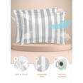 thumbnail image 2 of Grey Striped Pillow Cases King Size Set of 2, Smooth Satin Pillowcase for Hair and Skin, Modern Farmhouse Gray White Stripes Decorative Cooling Bed Pillow Covers with Zipper, 20x36 Inches, 2 of 5