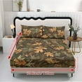 thumbnail image 2 of COEQINE Queen Size Sheet Comfy Bedding Fitted Sheet Non-Slip Snug Fit All Around Elastic Fitted Bottom Bedsheet Holiday Bed Set 3 Pieces Set, Camo Hunting Forest Leaf Green, 2 of 5