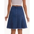 thumbnail image 4 of DARING DIVA Women's Denim A Line Flared Raw Hem Jean Skirts Medium Dark Blue, 4 of 7
