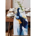 thumbnail image 4 of Ldtrchee Modern Blue Table Runner 72 Inches, Abstract White Art Painting Coast Neutral Bed Runner Dresser Scarves Tabletop for Indoor Outdoor Parties/Ceremony/Banquet, 16" x 72", 4 of 8