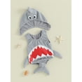 thumbnail image 2 of Newborn Infant Baby Halloween Costume Boys Girls Shark Outfit Mouth Print Sleeveless Rompers Bodysuit with Hat Cute Clothes, 2 of 7