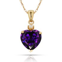 Solid 14k Beautiful Yellow Gold Love Heart shaped Cubic Zirconia Pendant Necklace (12 Colors) (february)-Pendant for Wom