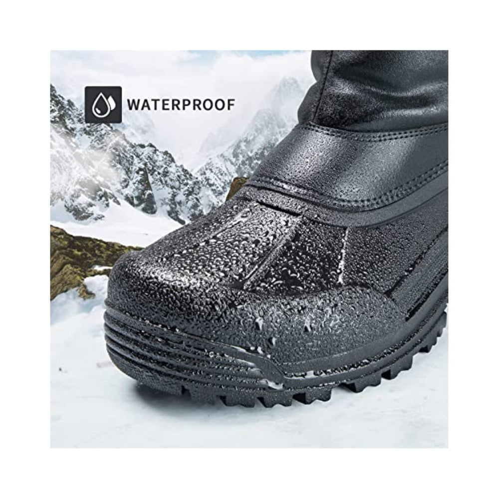 Bocca Men's Waterproof Winter Boots Black Pu Mid Calf Insulated Snow Boots 13M