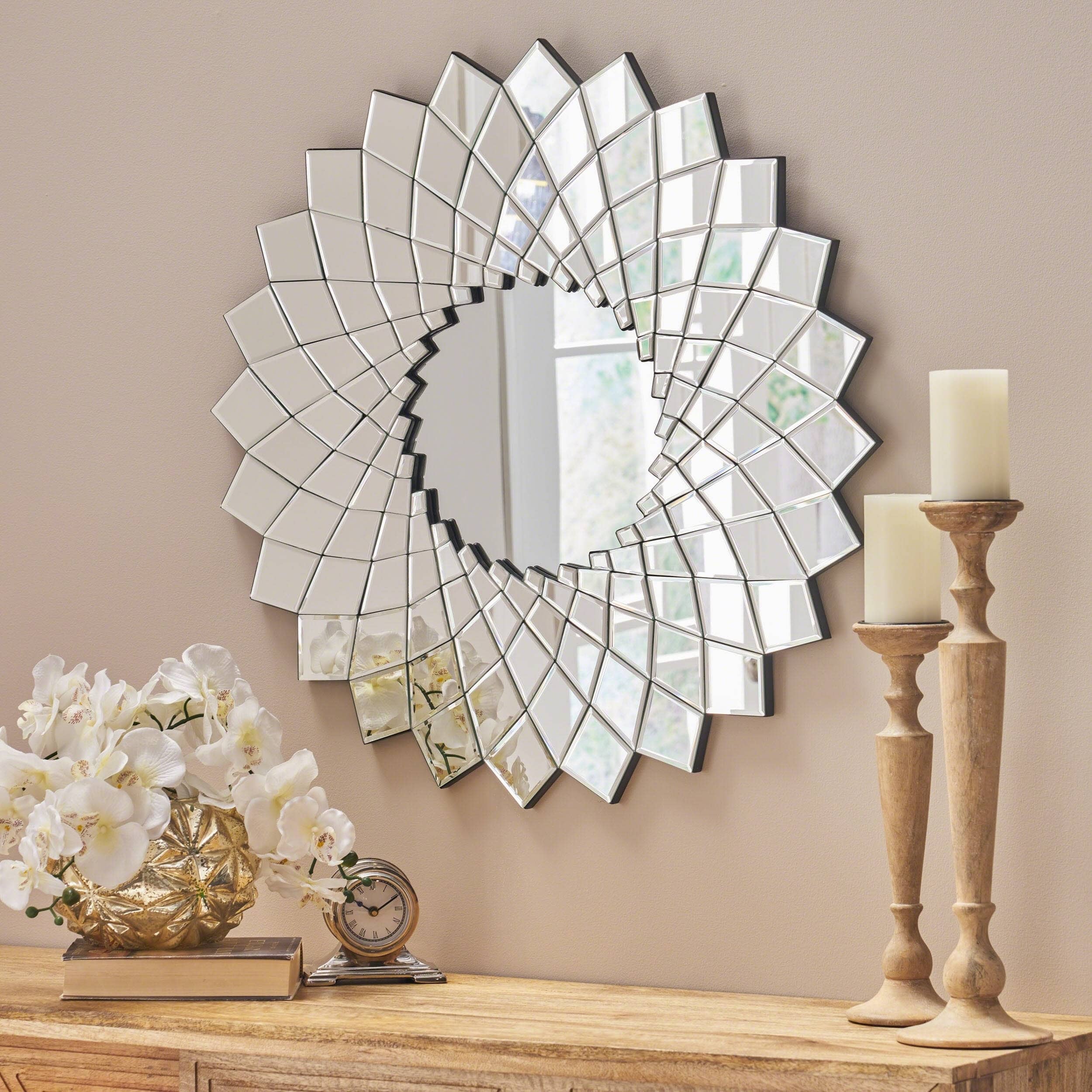 Christopher Knight Home Tzipora Glam Sunburst Wall Mirror by Silver