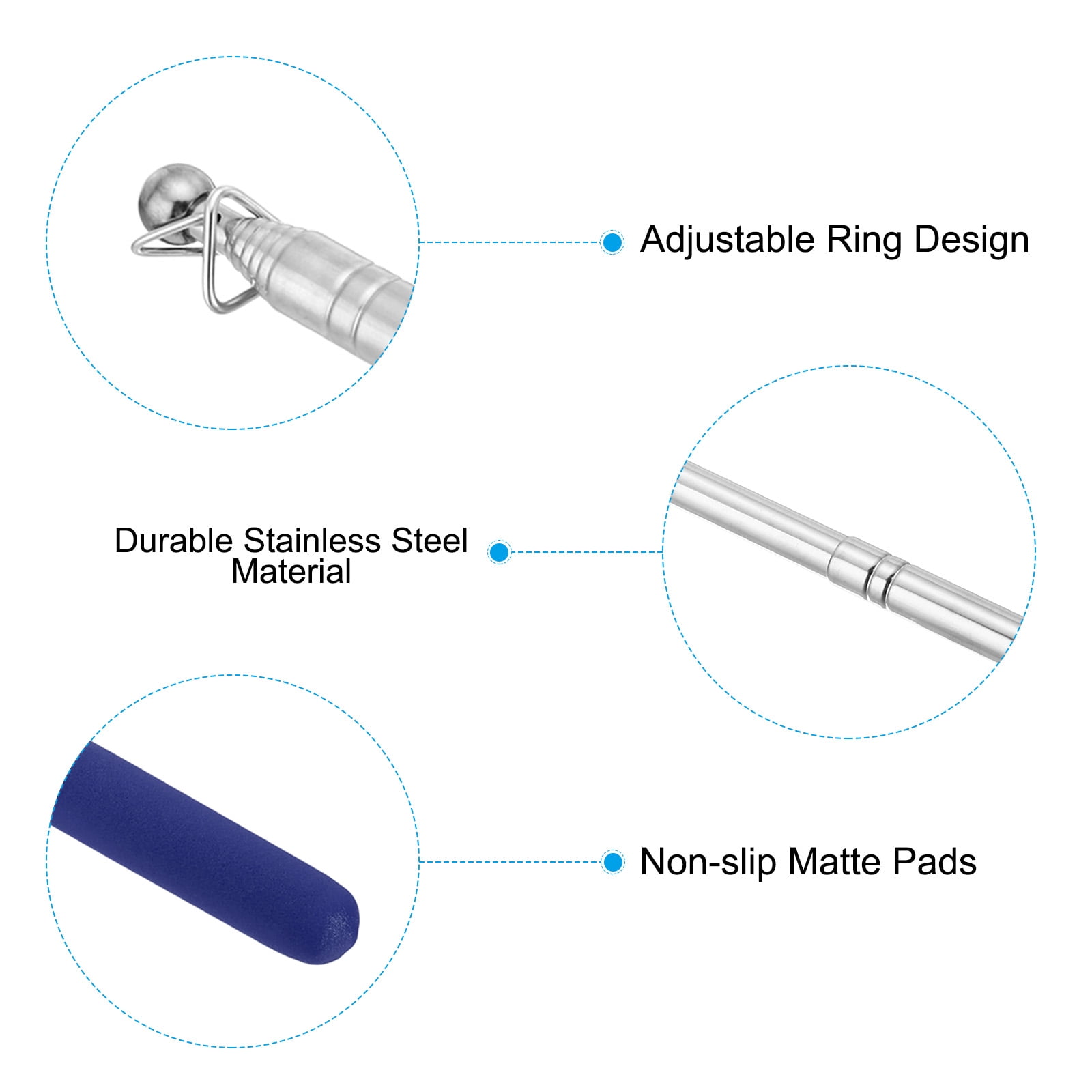 Unique Bargains Telescopic Handheld Flagpoles for Classroom and Office Blue 1.6m/5.2ft