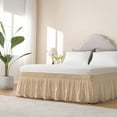 thumbnail image 2 of Wrap Around Ruffled Lace Bed Skirt, Elastic Dust Ruffle with Adjustable Belts, Easy to Put On, Bed Frame Cover, Machine Washable (Tassel Ruffle/Cream, Full/Twin-15 Drop), 2 of 11