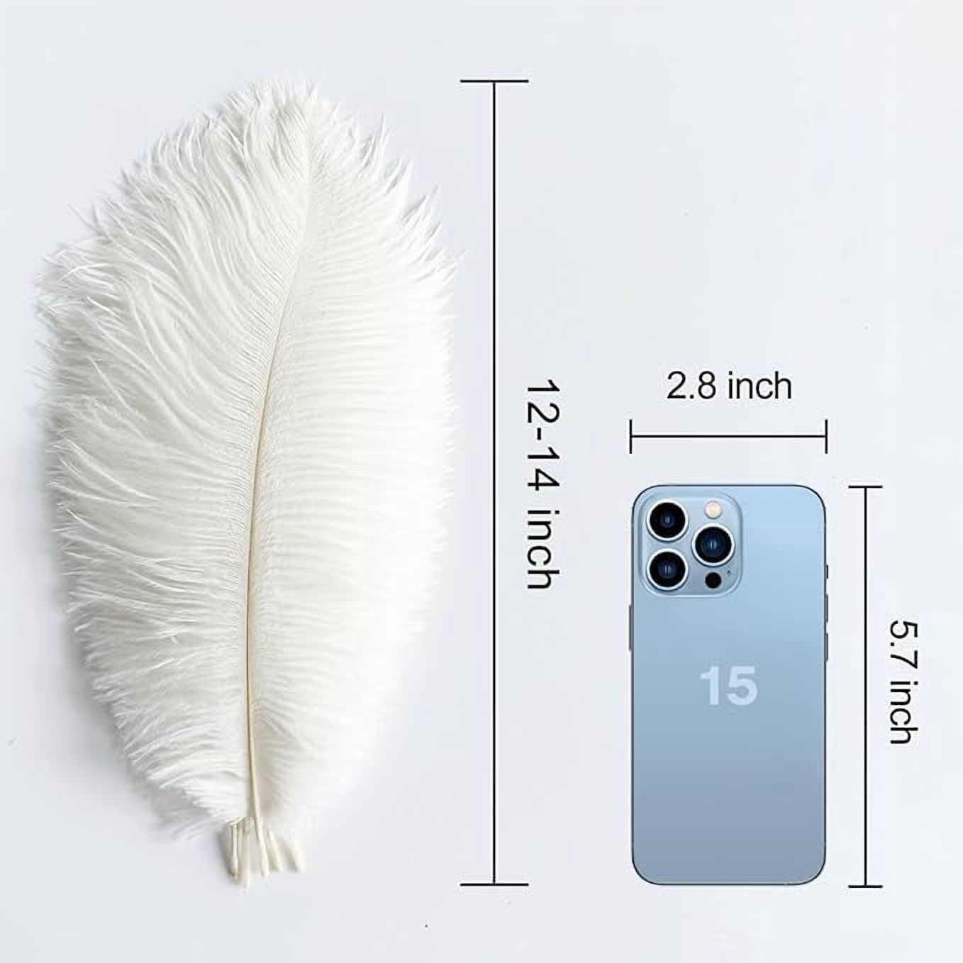 Piokio 40 pcs Natural White Ostrich Feathers 12-14 inch(30-35 cm) Bulk for Wedding Party Centerpieces and DIY Clothes Decoration, Gatsby Decorations