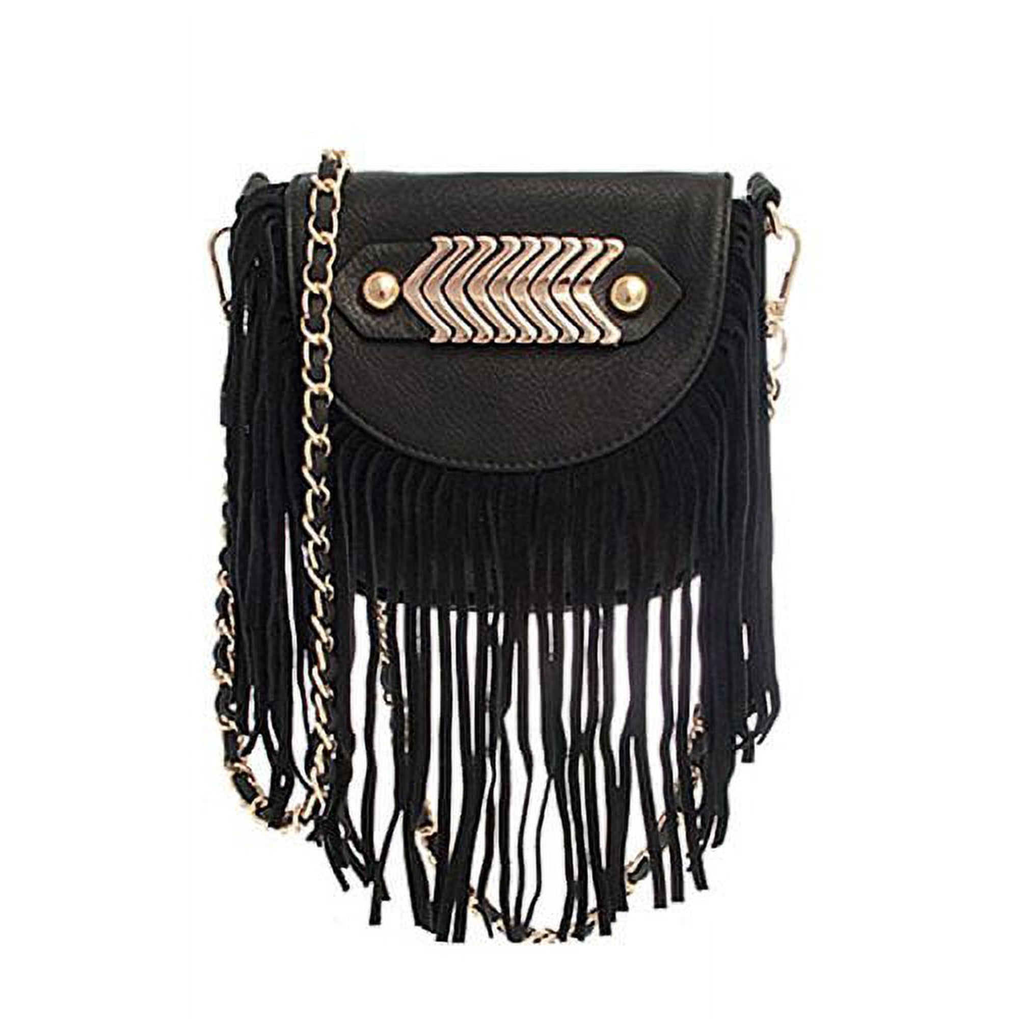 2Chique Boutique Women s Fringe Cross Body Bag (Black)