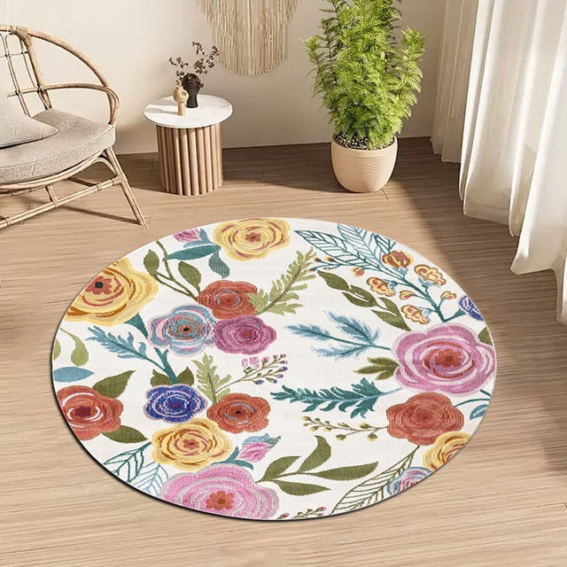 Non Slip Washed Circular Carpet Suitable For Dining Room Living Room Bedroom Entrance And Kitchen Carpet