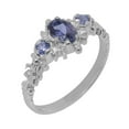 thumbnail image 1 of LBG British Made 14k White Gold Natural Tanzanite Womens Anniversary Ring - 33 size options - Size 6.5, 1 of 9
