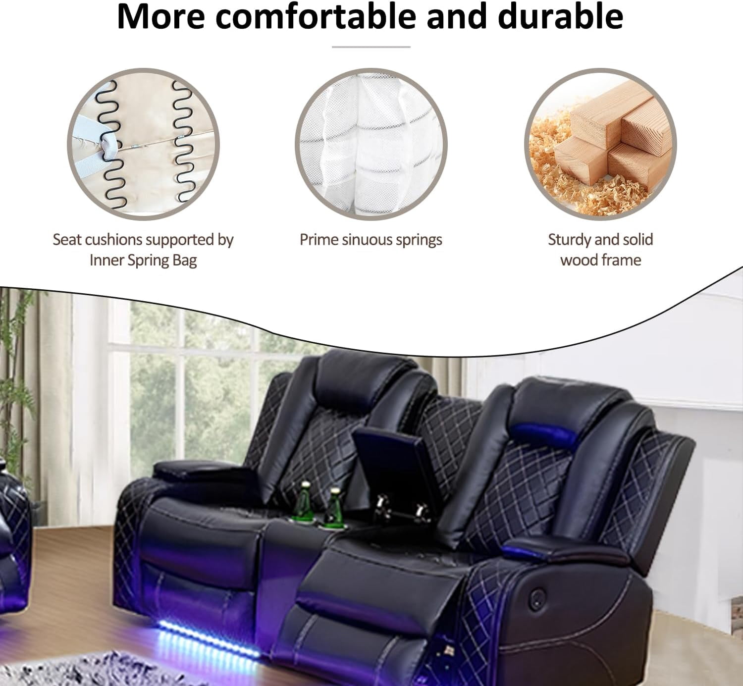 Pon Living Furniture Inc Power Electric Breathable Leather Living Room Recliner