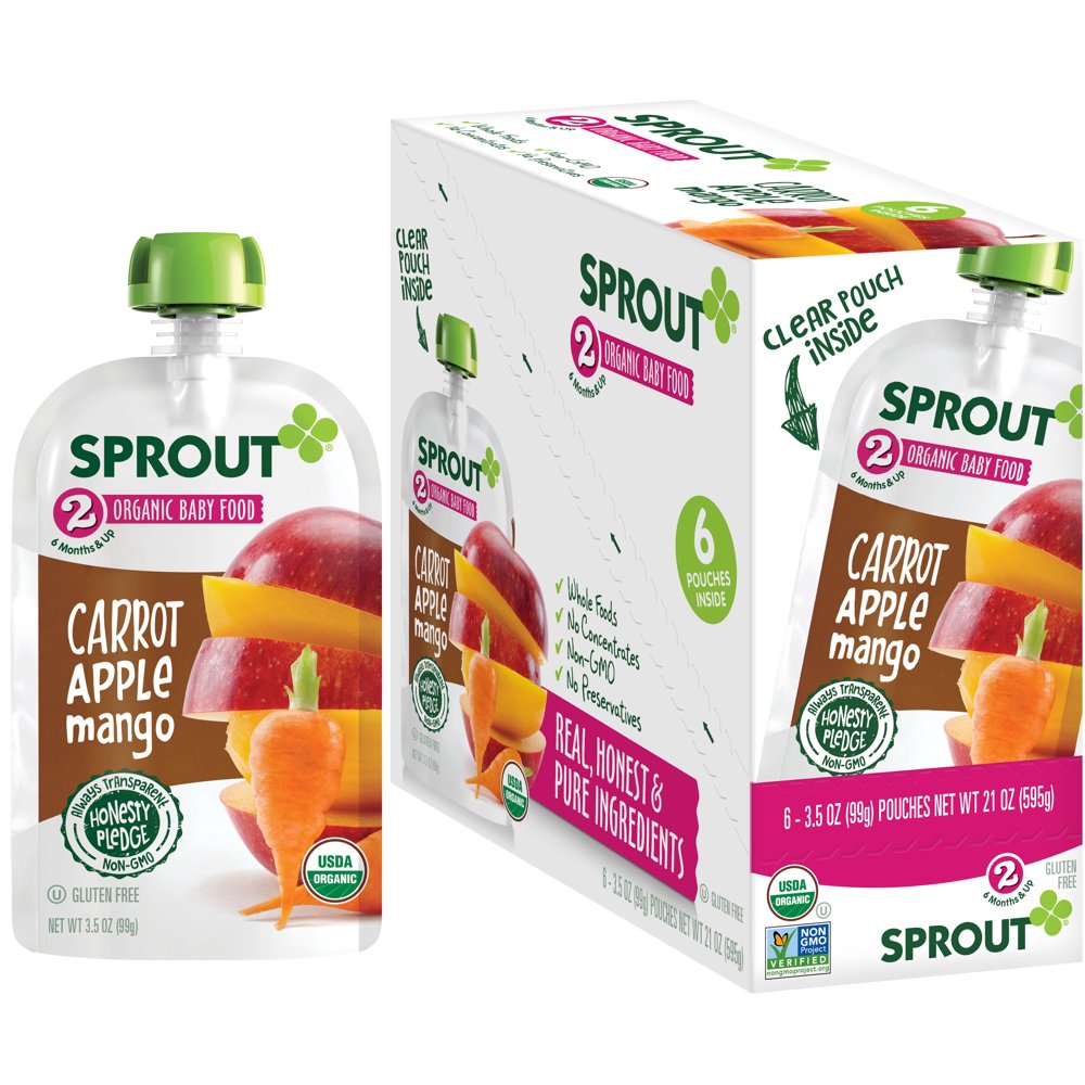 Sprout Organic Baby Food Stage 2 Pouches Carrot Apple