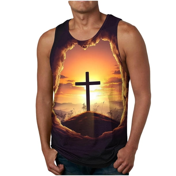 Camiseta sin mangas de cuello redondo para hombre, estilo informal, con estampado hawaiano, sin mangas, deportiva, con cuello redondo