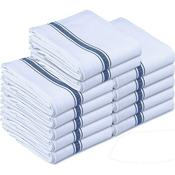 Kitchen Towels Dish Cloth (12 Pack) Machine Washable Cotton White ...