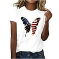 thumbnail image 2 of Cavosen American Flag Tops for Women Petite Red White and Blue Short Sleeve Round Neck T Shirts American Flag Graphic Tops Lady XL Patriotic Casual T Shirts Independence Day Tunic Tees, 2 of 4